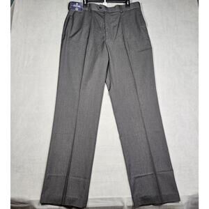 Stafford Pants Mens 38x34 Travel Classic Fit Grey Flat Front Dress Trouser Boss